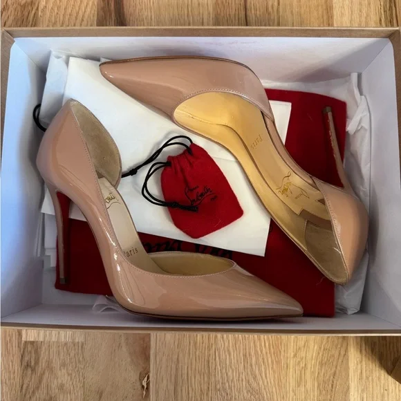 Christian Louboutin Nude Patent Leather Heels - Picture 2 of 3